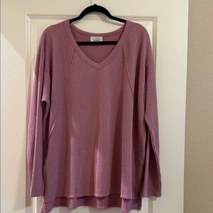 Andree Pink Ribbed Knit Blouse
